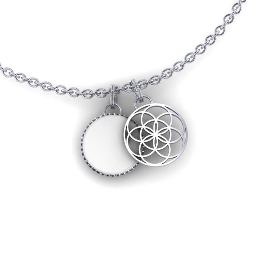 Pendentif rond fleur de vie  