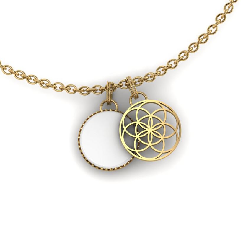 Pendentif rond fleur de vie  