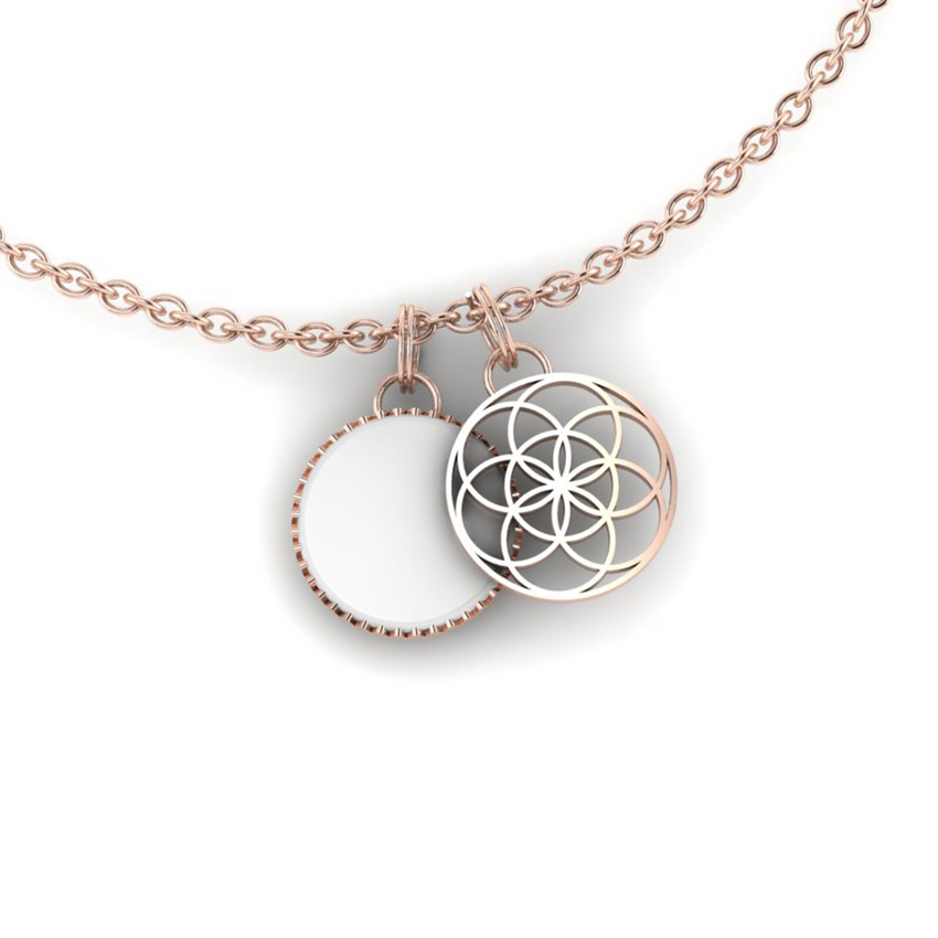 Pendentif rond fleur  