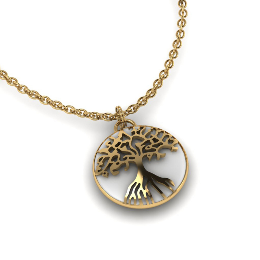 Pendentif rond Arbre de vie ajourés au lait maternel  