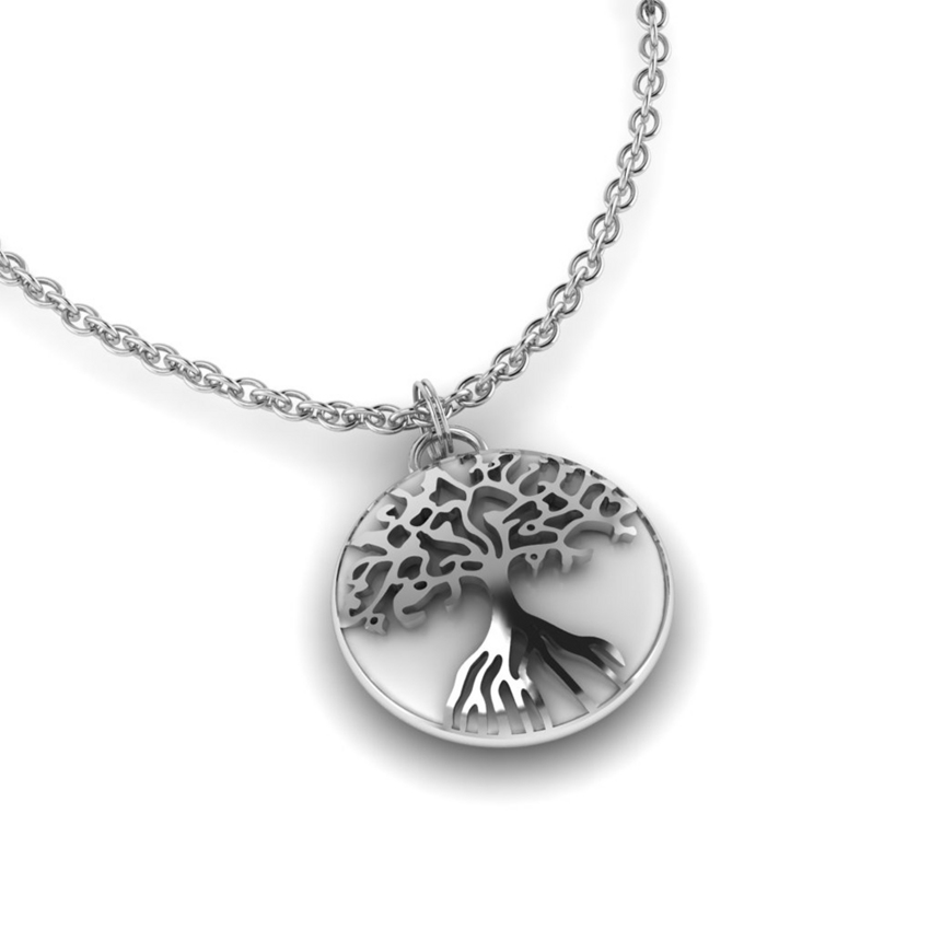 Pendentif rond Arbre de vie ajourés au lait maternel  