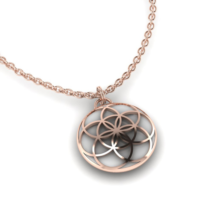 Pendentif rond fleur de vie ajourés au lait maternel  