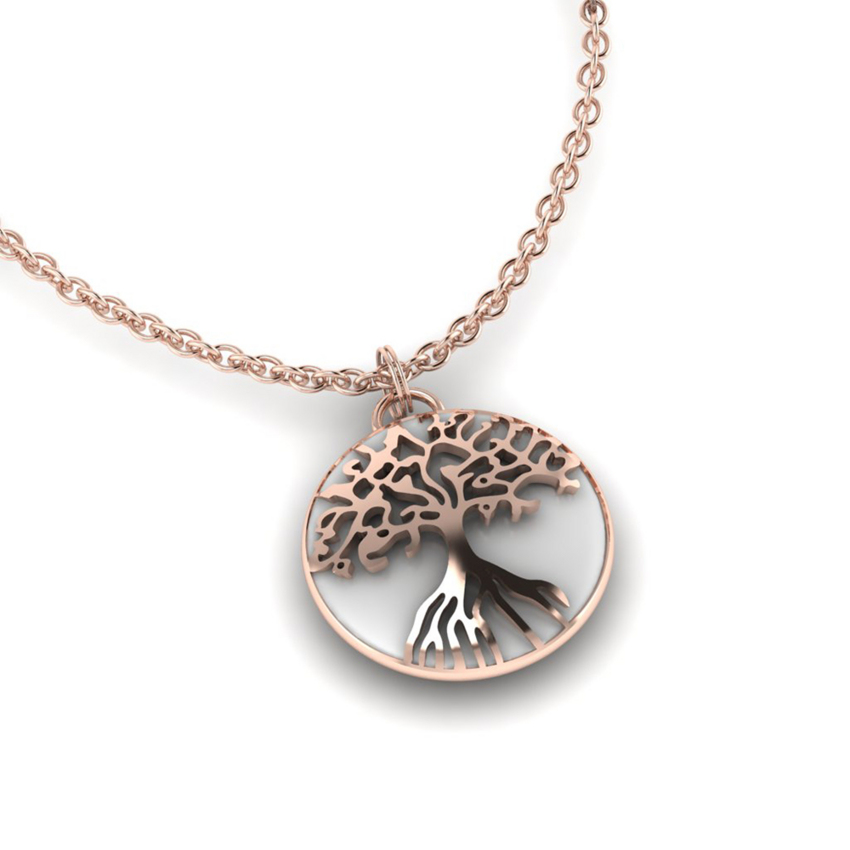 Pendentif rond Arbre de vie ajourés au lait maternel  